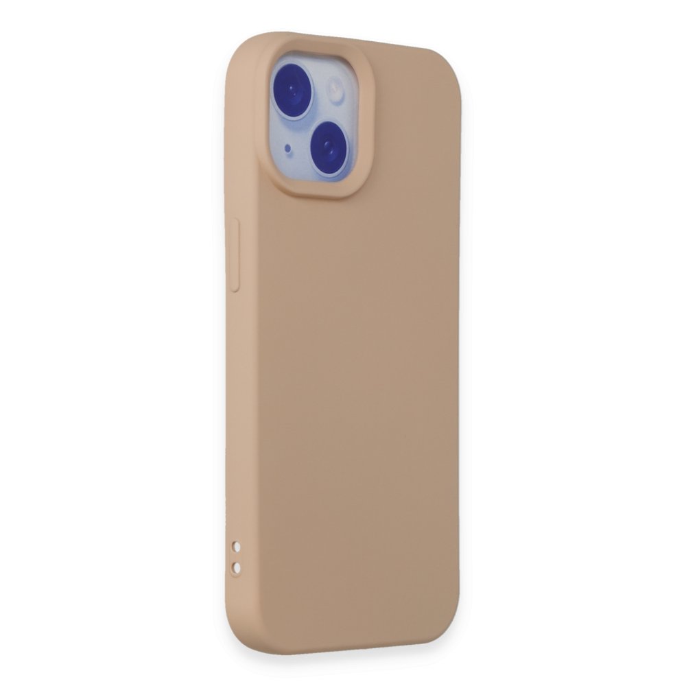 Newface iPhone 15 Plus Kılıf Nano içi Kadife Silikon - Pudra