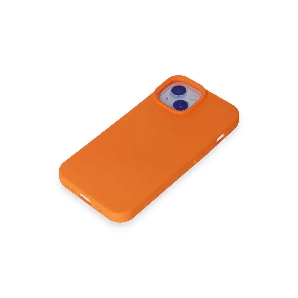 Newface iPhone 15 Plus Kılıf Nano içi Kadife Silikon - Turuncu