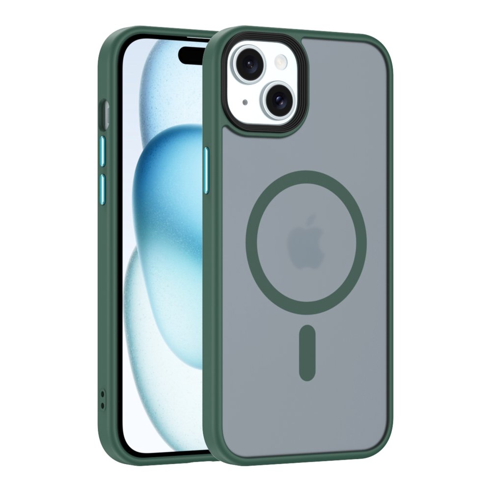 Newface iPhone 15 Plus Kılıf Trex Magneticsafe Kapak - Koyu Yeşil