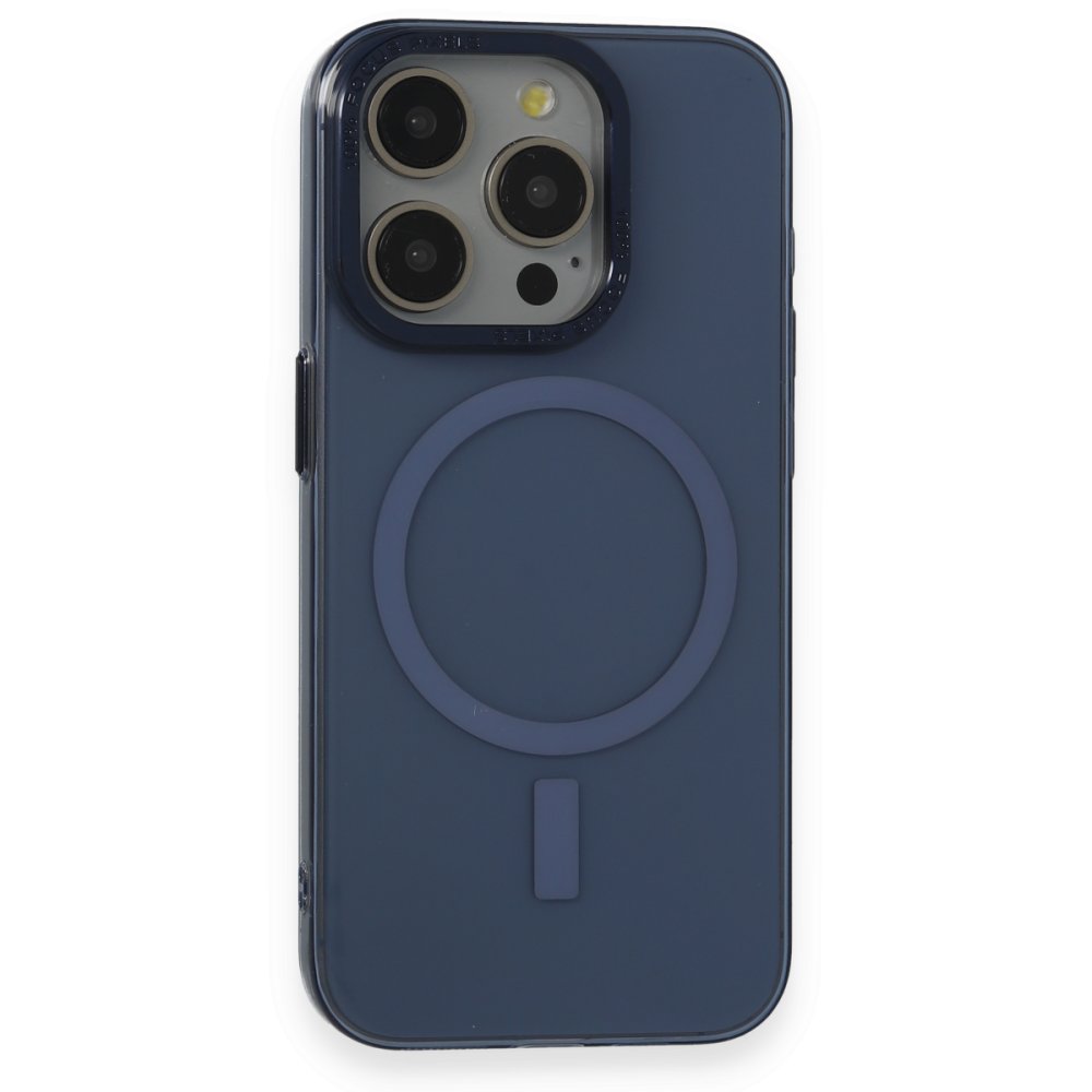 Newface iPhone 15 Pro Kılıf Anka PC Magneticsafe Sert Metal Kapak - Lacivert