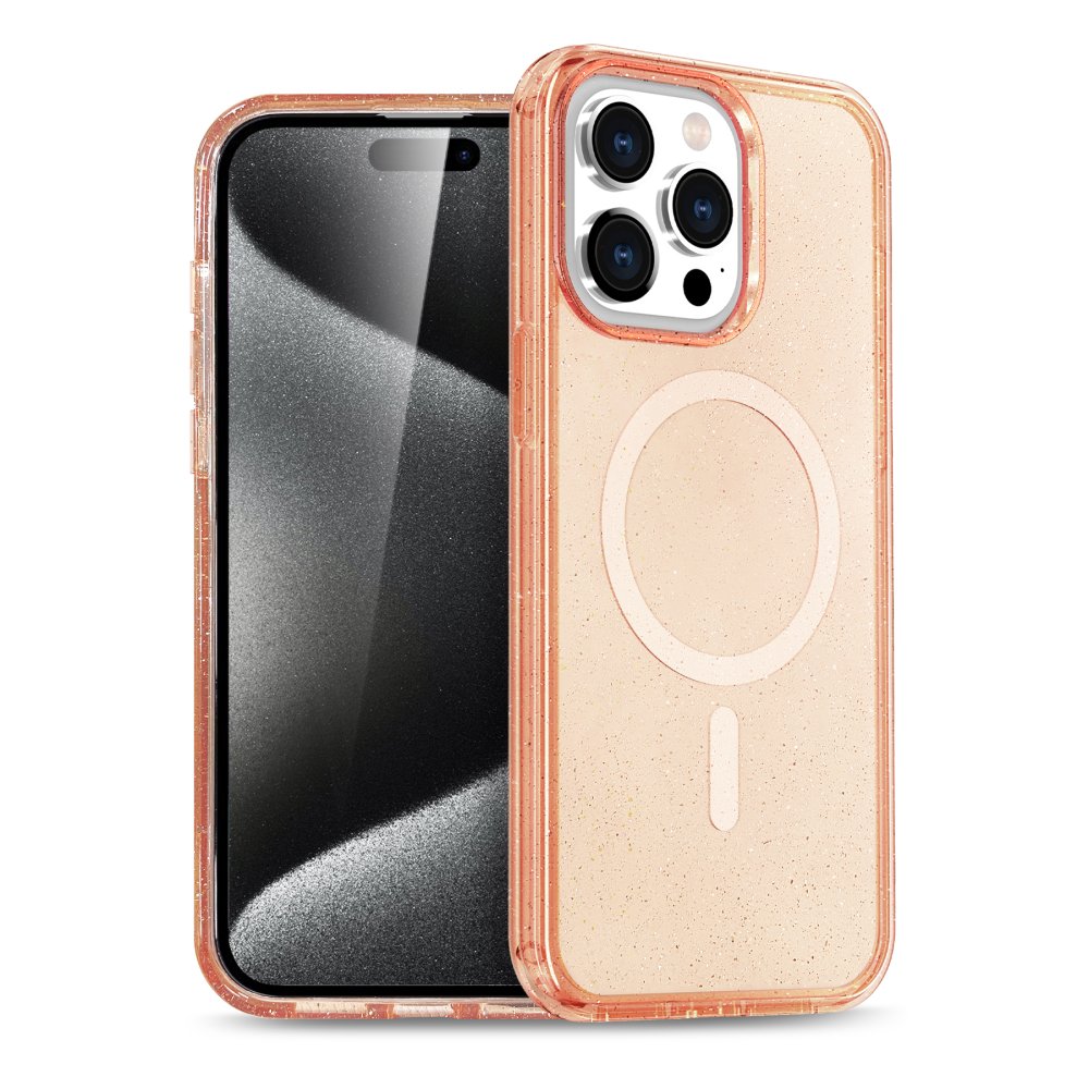 Newface iPhone 15 Pro Kılıf Glow Magsafe Kapak - Turuncu