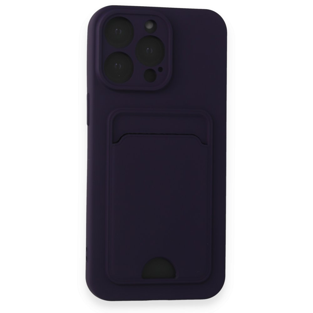 Newface iPhone 15 Pro Kılıf Kelvin Kartvizitli Silikon - Derin Mor