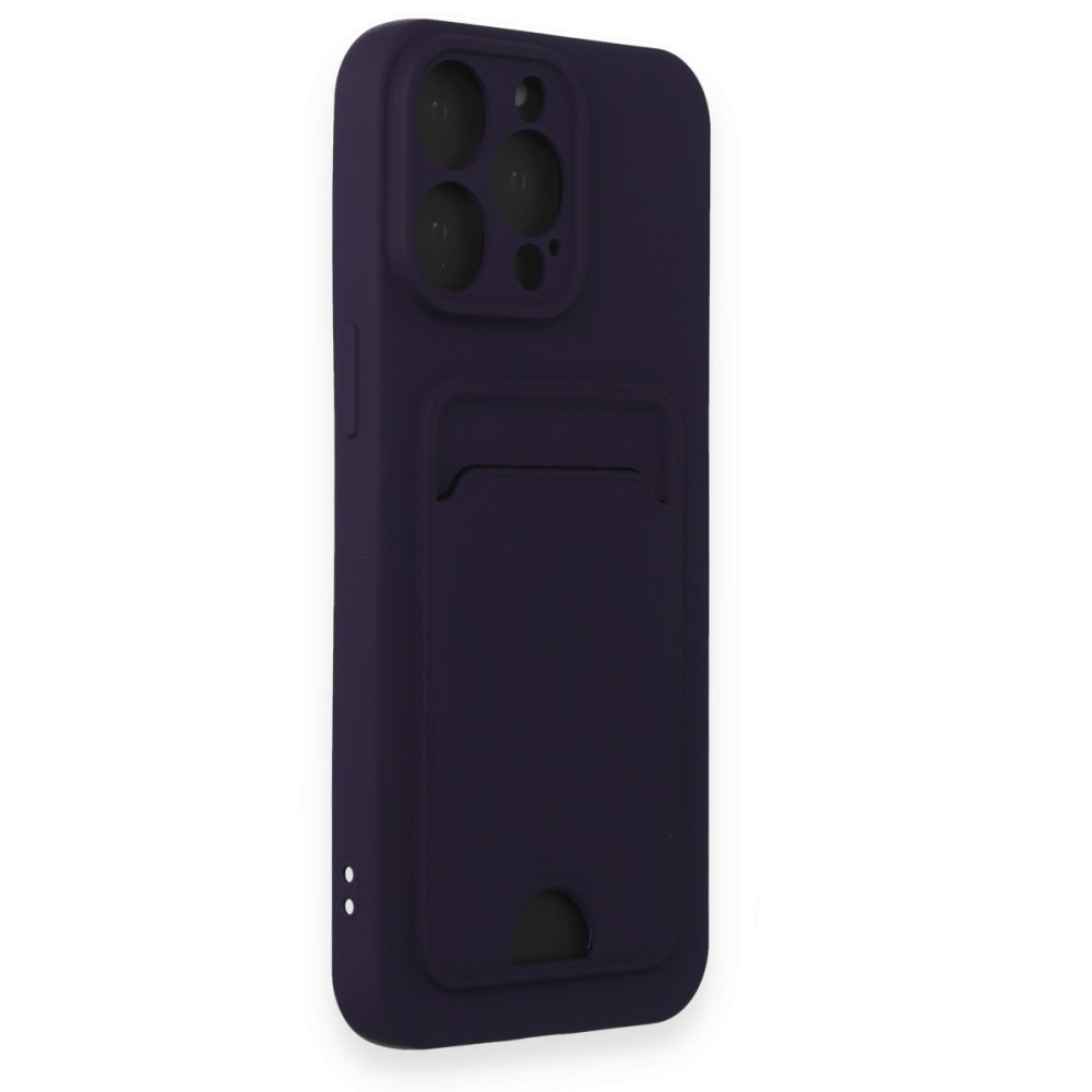 Newface iPhone 15 Pro Kılıf Kelvin Kartvizitli Silikon - Derin Mor