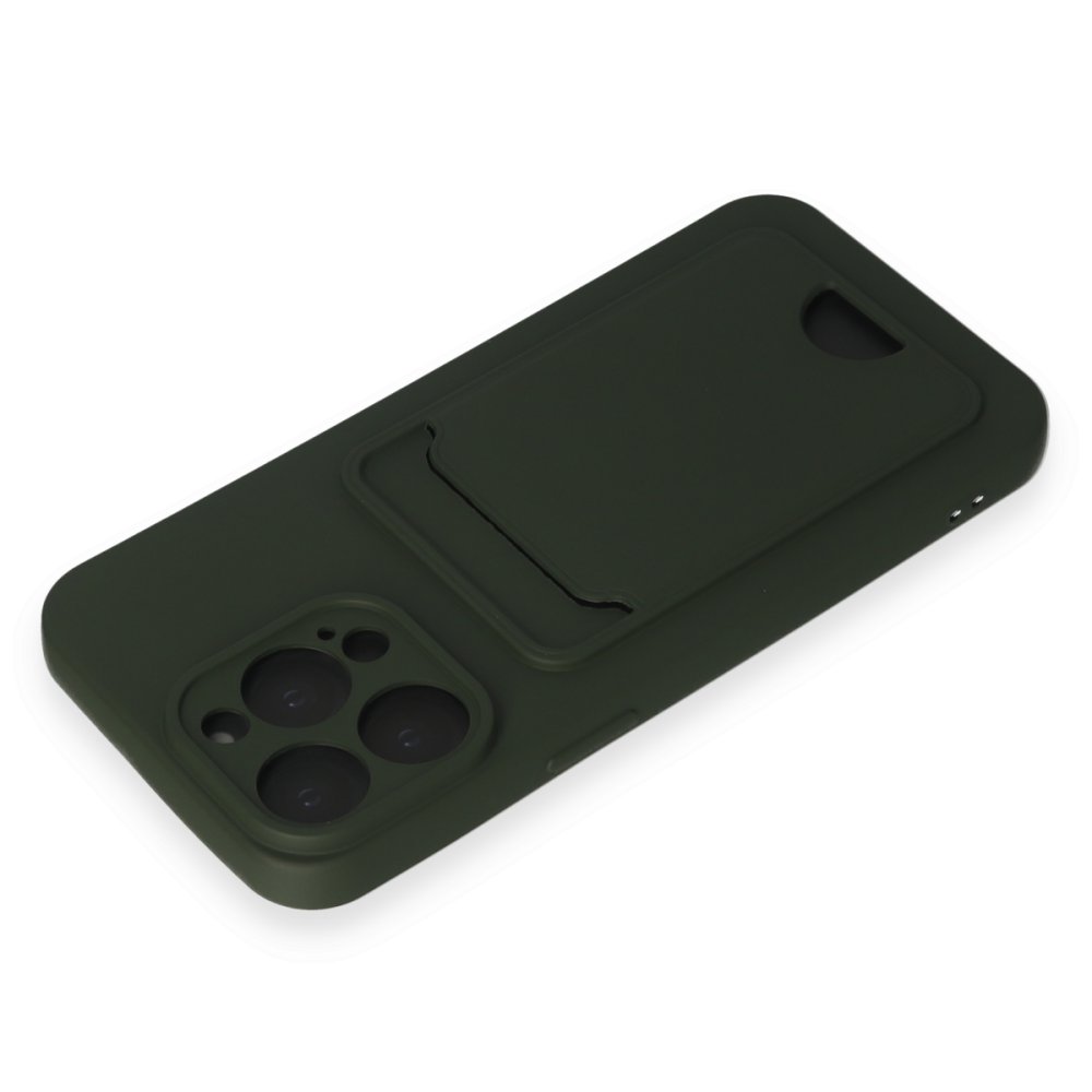 Newface iPhone 15 Pro Kılıf Kelvin Kartvizitli Silikon - Koyu Yeşil