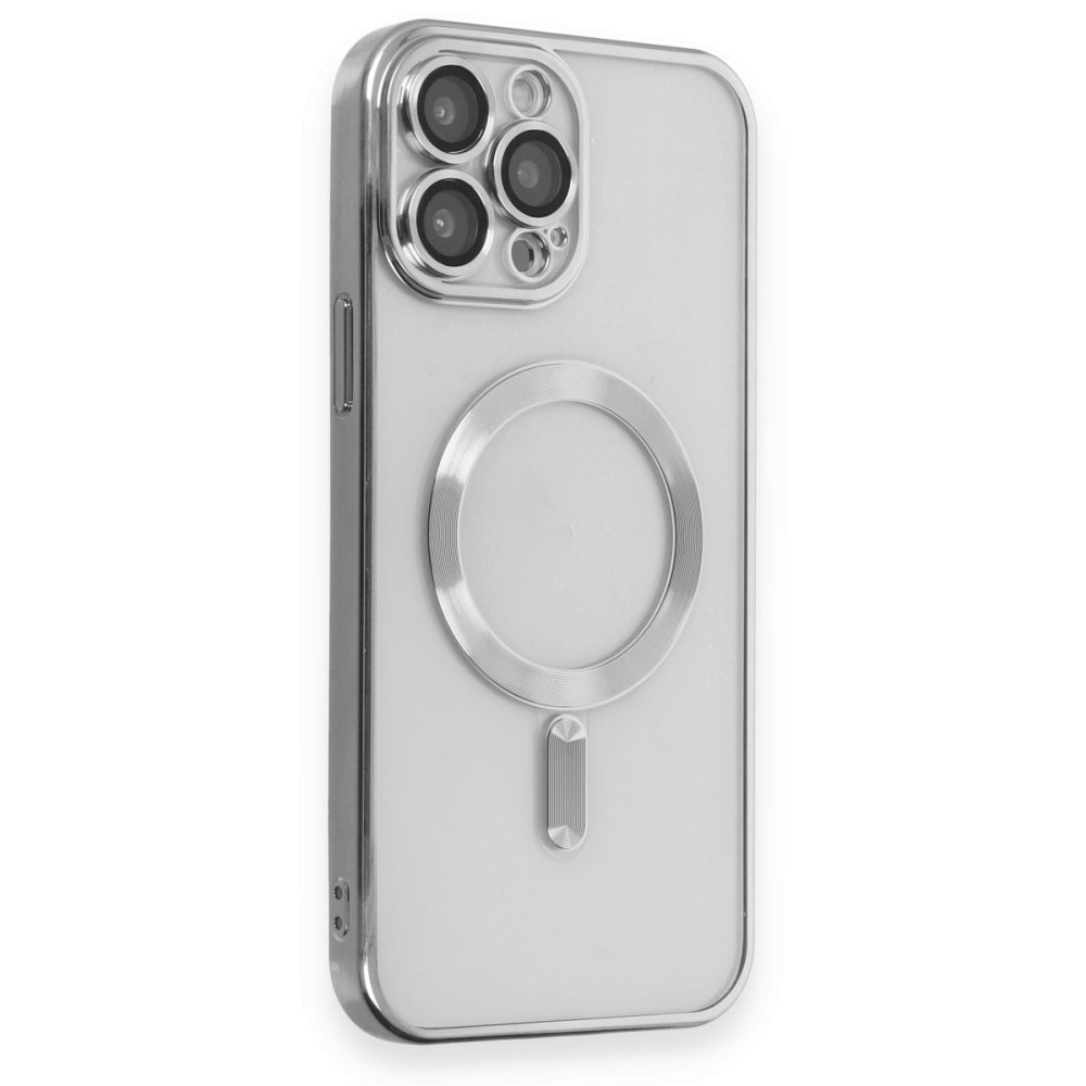 Newface iPhone 15 Pro Kılıf Kross Magneticsafe Kapak - Gümüş