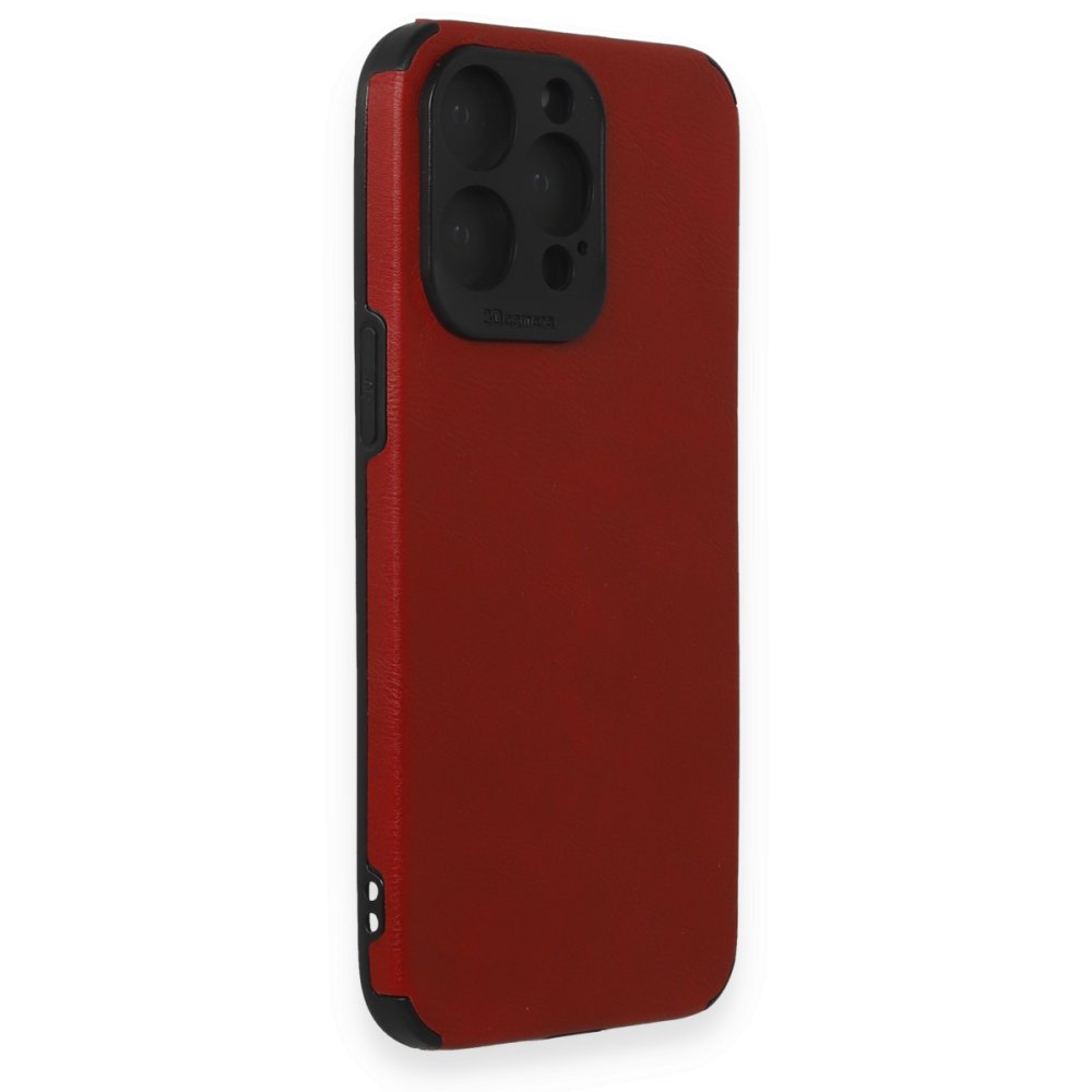 Newface iPhone 15 Pro Kılıf Loop Deri Silikon - Kırmızı