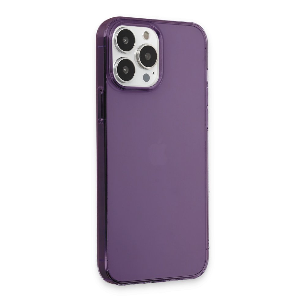 Newface iPhone 15 Pro Kılıf Pc Sert Şeffaf Kapak - Mor