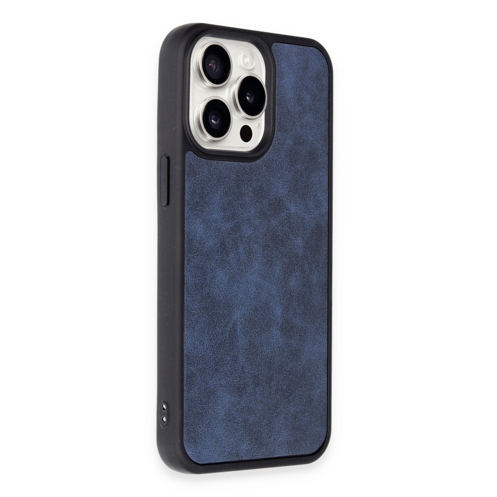 Newface iPhone 15 Pro Max Kılıf Aras Deri Kapak - Lacivert