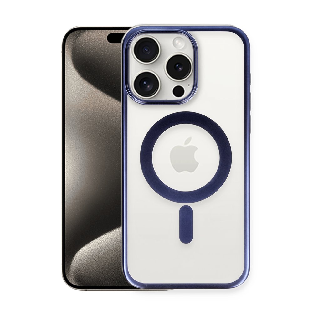 Newface iPhone 15 Pro Max Kılıf Erozi Magsafe Kapak - Lacivert
