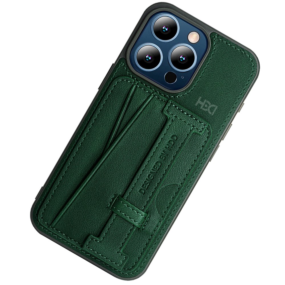 HDD iPhone 15 Pro Max Kılıf HD Deri Kartvizitli Kapak - Yeşil
