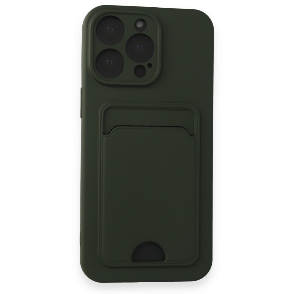 Newface iPhone 15 Pro Max Kılıf Kelvin Kartvizitli Silikon - Koyu Yeşil