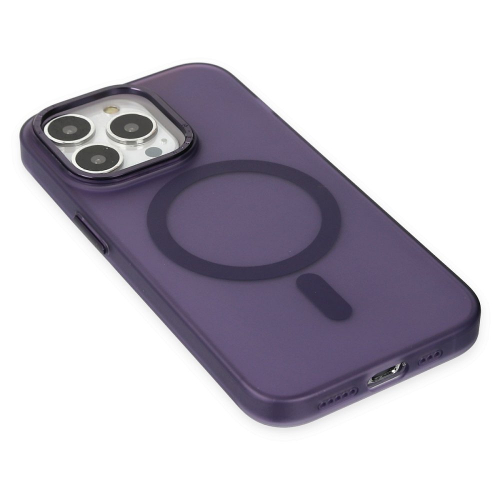 Newface iPhone 15 Pro Max Kılıf Lodos Magneticsafe Mat Kapak - Mor