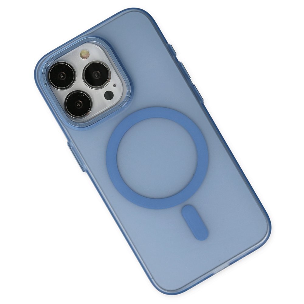 Newface iPhone 15 Pro Max Kılıf Lodos Magneticsafe Mat Kapak - Sierra Blue