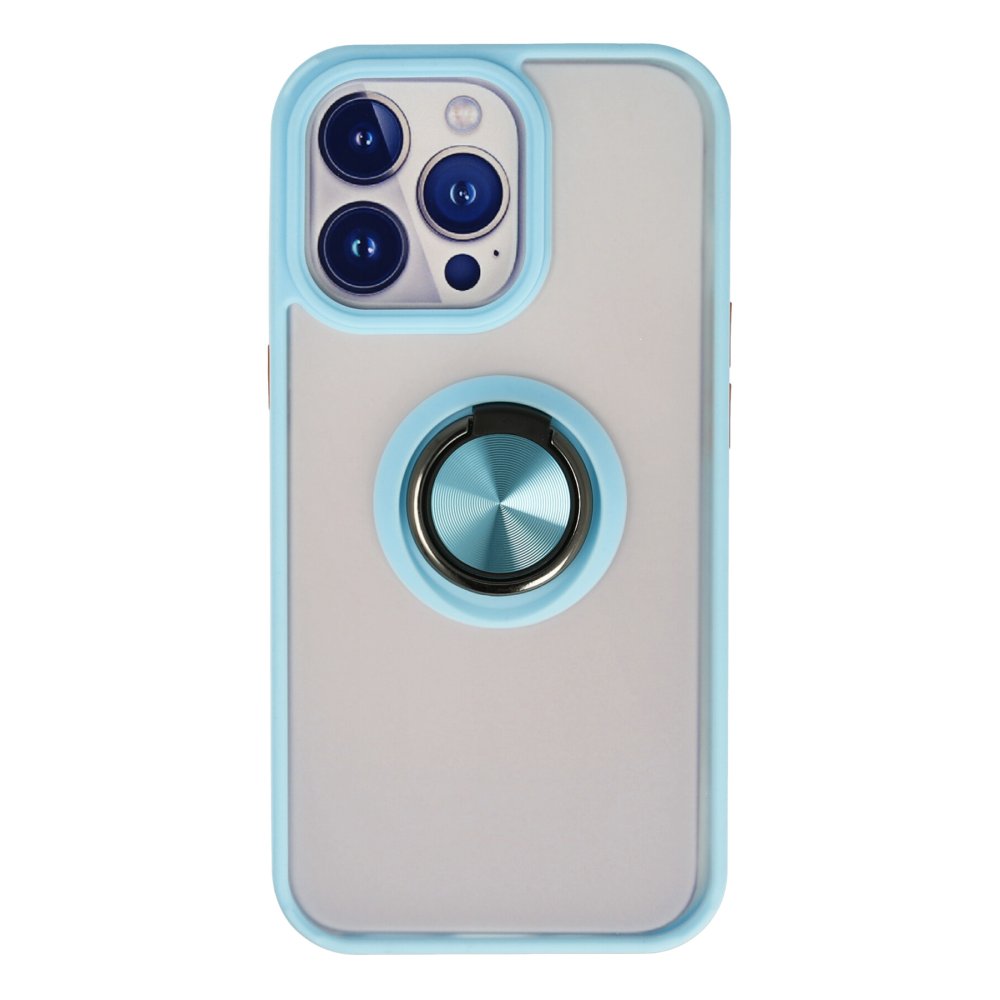 Newface iPhone 15 Pro Max Kılıf Montreal Yüzüklü Silikon Kapak - Buz Mavi