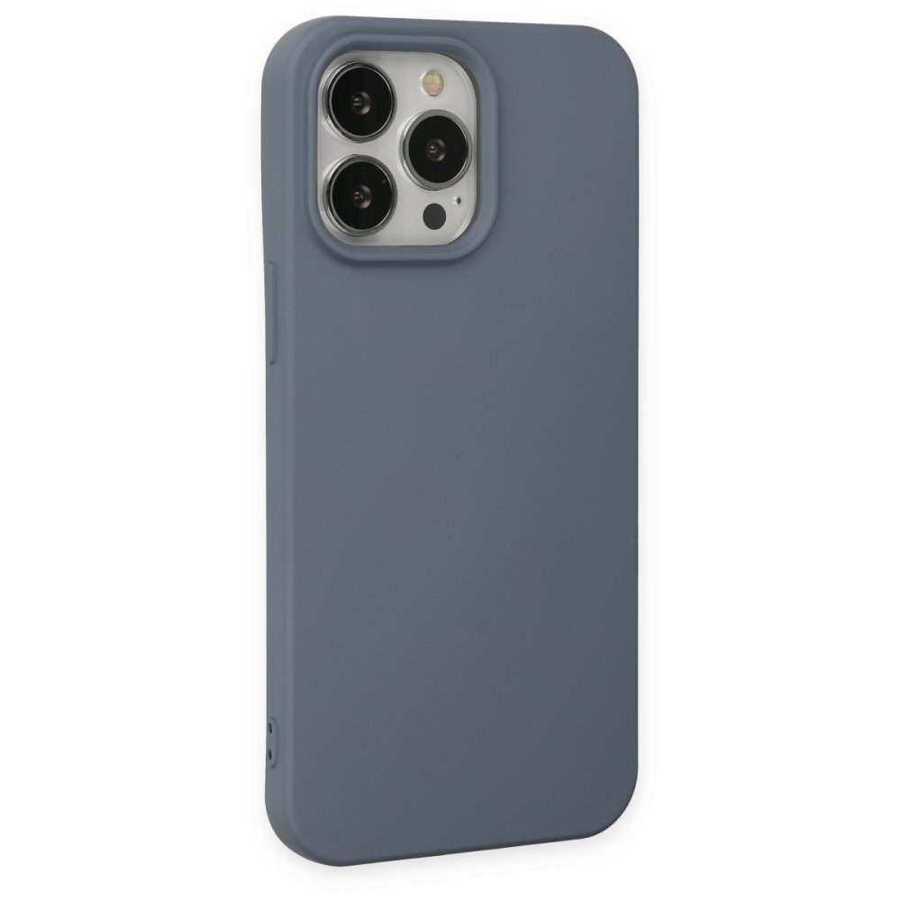 Newface iPhone 15 Pro Max Kılıf Nano içi Kadife Silikon - Gri
