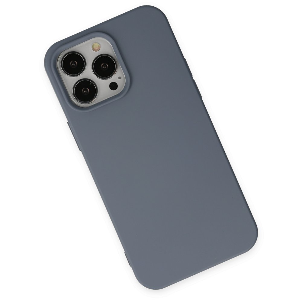 Newface iPhone 15 Pro Max Kılıf Nano içi Kadife Silikon - Gri