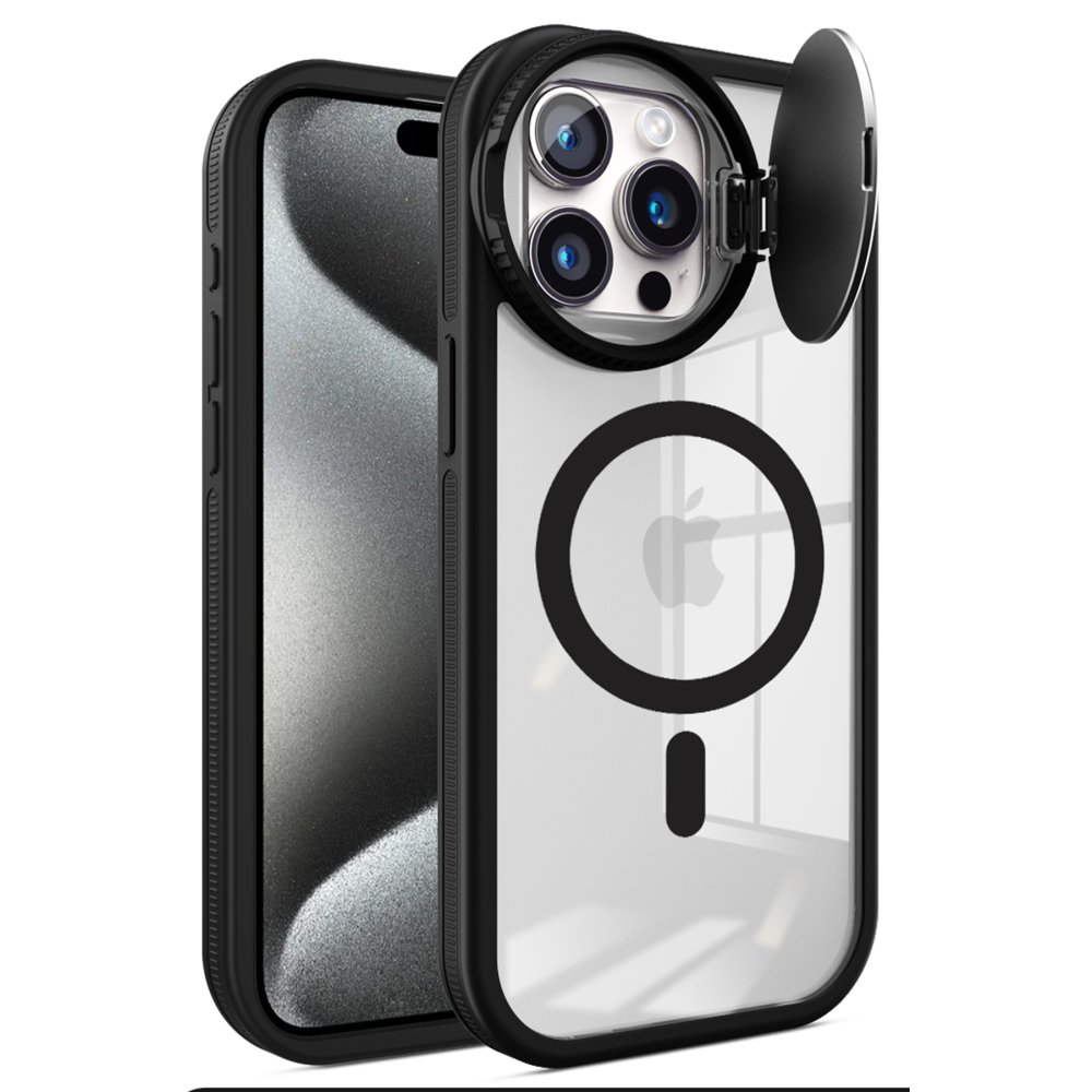 Newface iPhone 15 Pro Max Kılıf Teleskop Lens Magsafe Silikon Kapak - Siyah