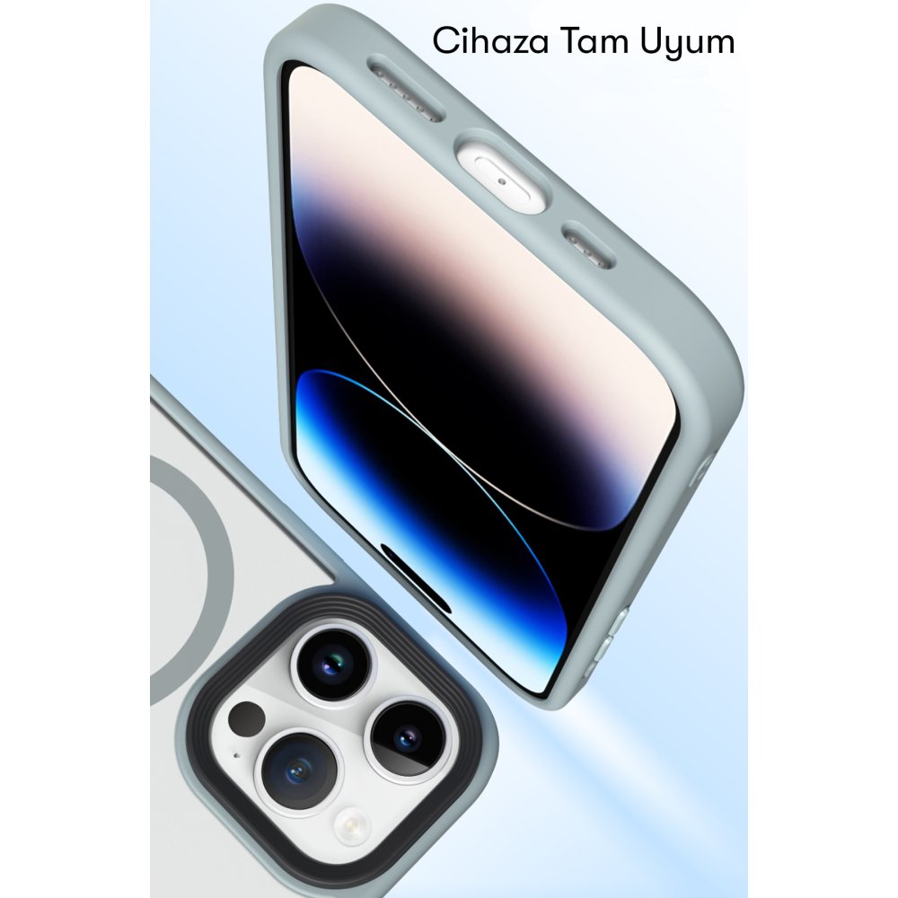 Newface iPhone 15 Pro Max Kılıf Trex Magneticsafe Kapak - Sierra Blue