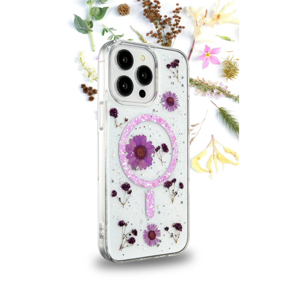 Newface iPhone 16 Plus Kılıf Daisy Simli Magsafe Kapak - Gold