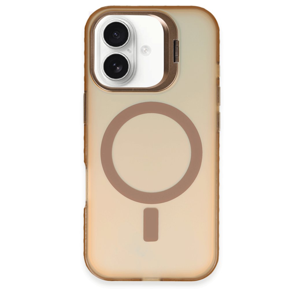 Newface iPhone 16 Plus Kılıf Primera Magsafe Standlı Kapak - Gold