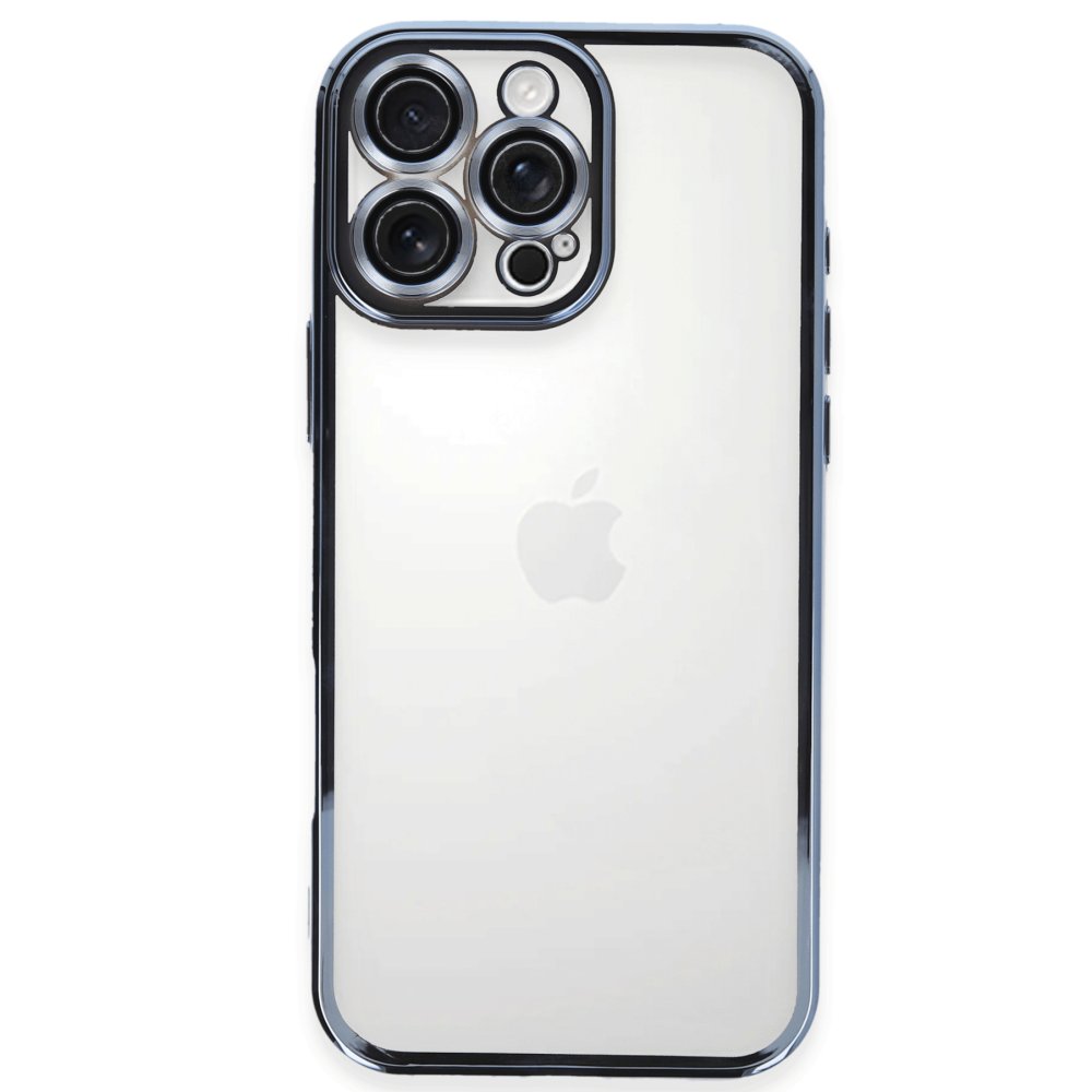 Newface iPhone 16 Pro Max Kılıf Razer Lensli Silikon - Açık Mavi