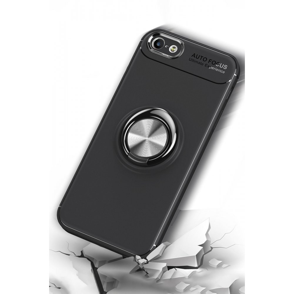 Newface iPhone 5 Kılıf Range Yüzüklü Silikon - Siyah-Gold