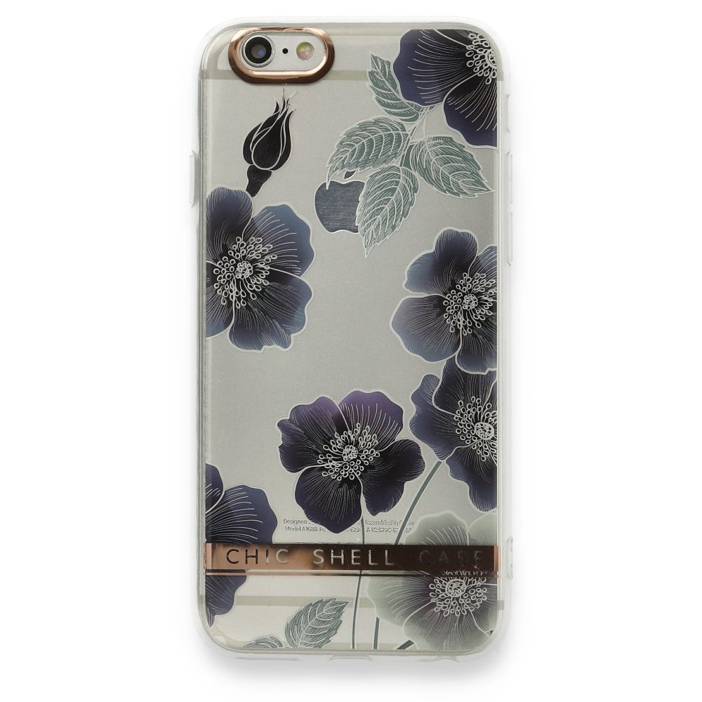Newface iPhone 6 Kılıf Çiçekli Silikon - Mor