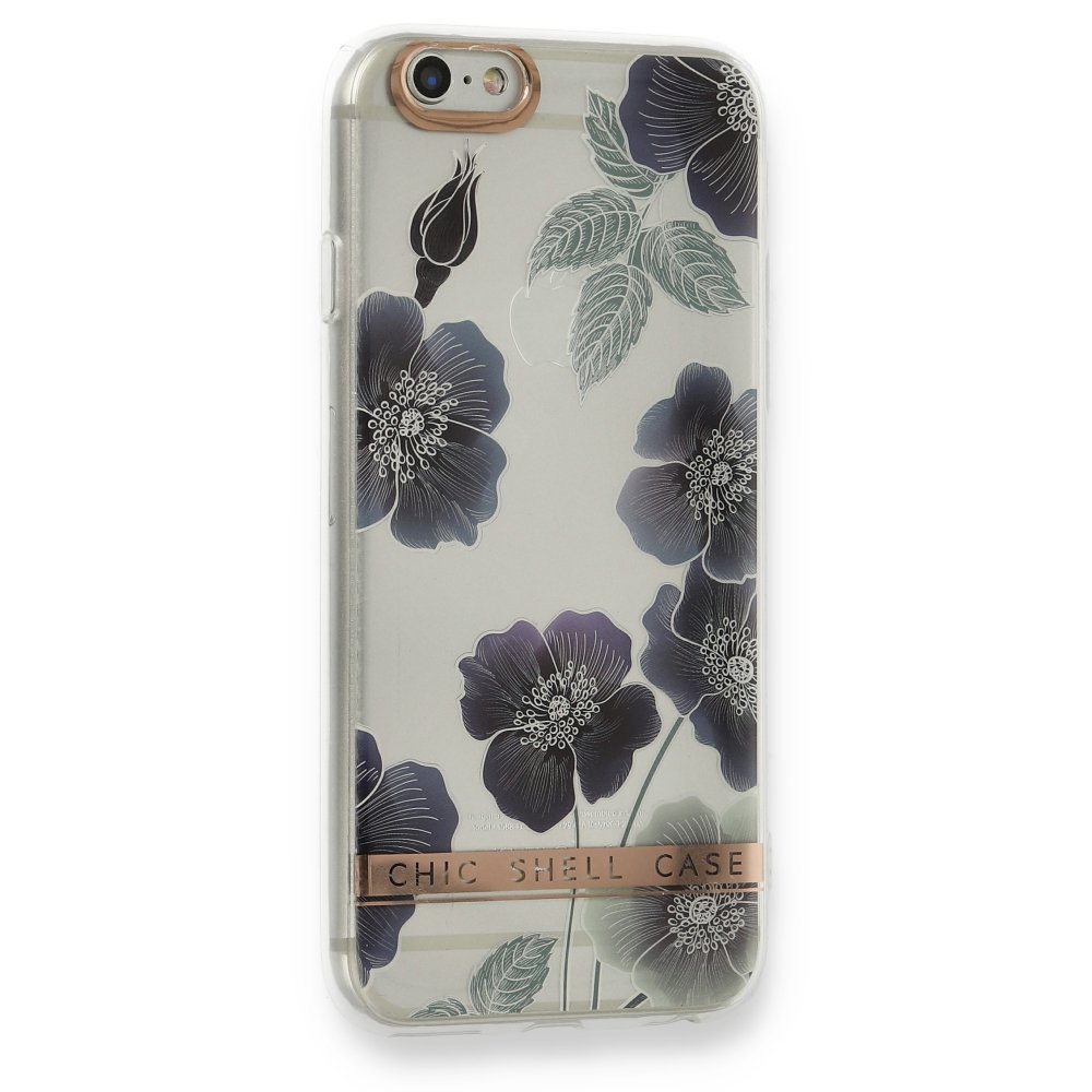 Newface iPhone 6 Kılıf Çiçekli Silikon - Mor
