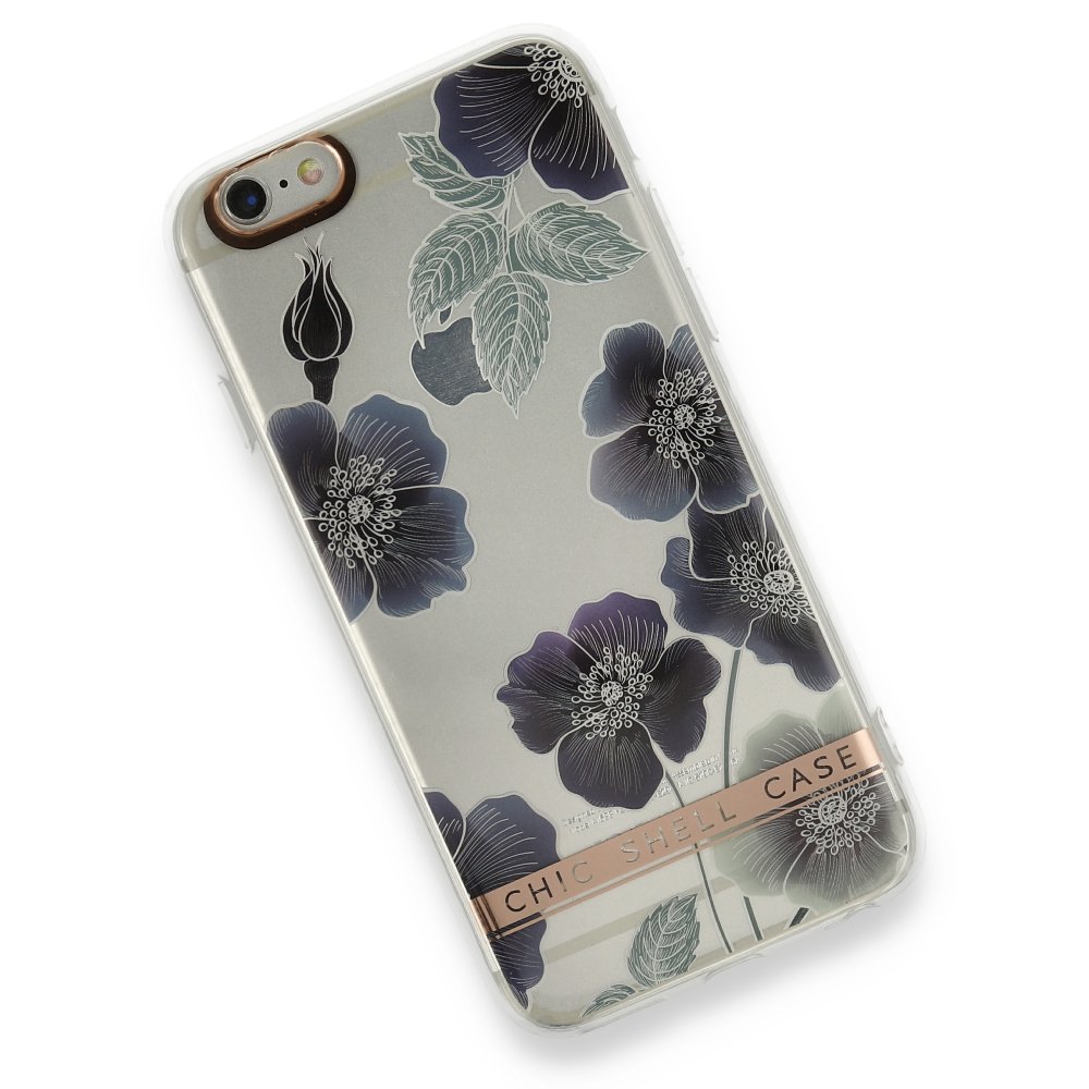 Newface iPhone 6 Kılıf Çiçekli Silikon - Mor