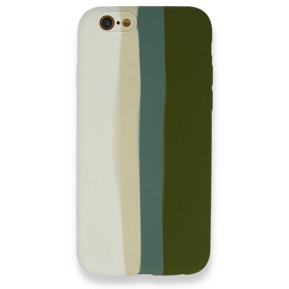 Newface iPhone 6 Kılıf Ebruli Lansman Silikon - Beyaz-Yeşil