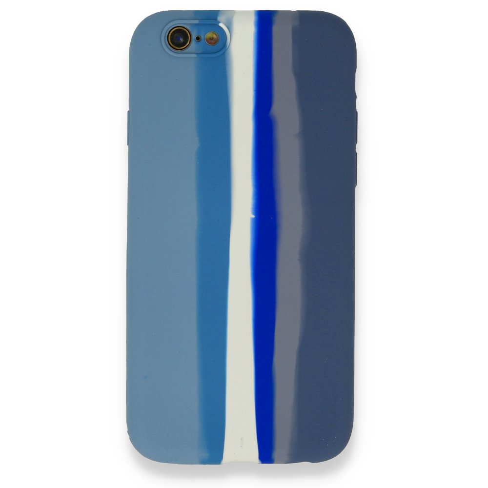 Newface iPhone 6 Kılıf Ebruli Lansman Silikon - Mavi-Gri