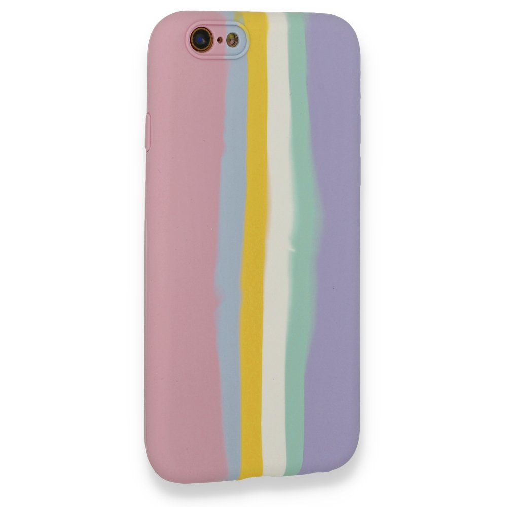 Newface iPhone 6 Kılıf Ebruli Lansman Silikon - Pembe-Lila