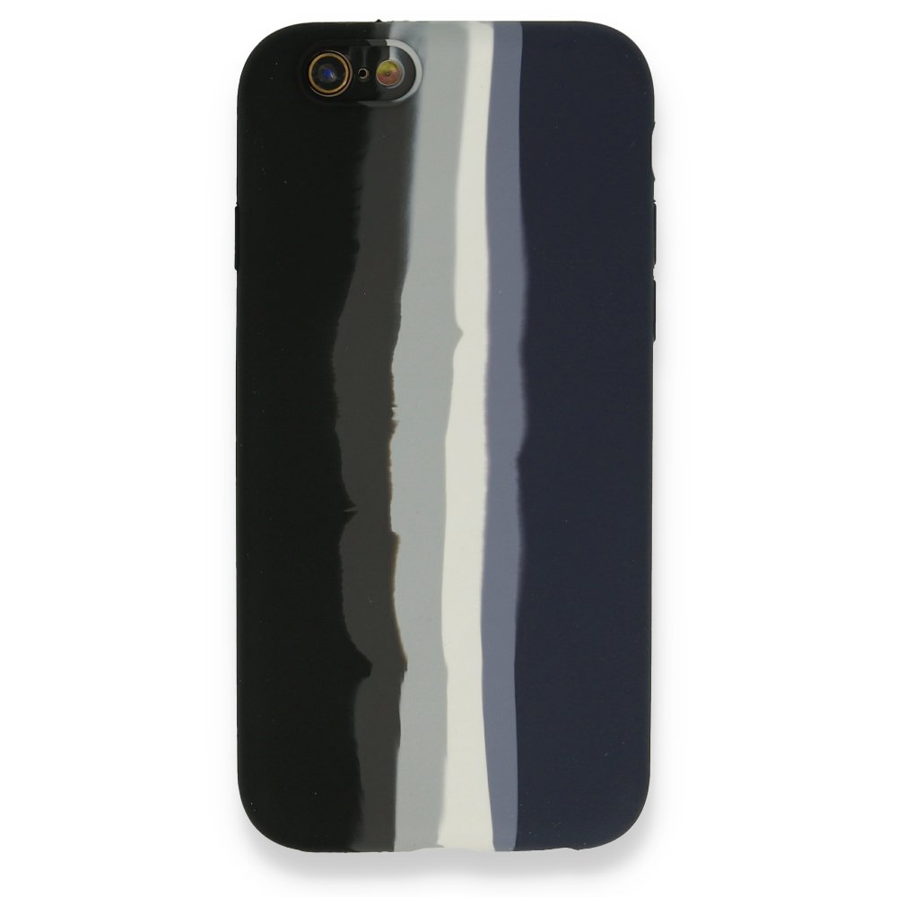 Newface iPhone 6 Kılıf Ebruli Lansman Silikon - Siyah-Lacivert