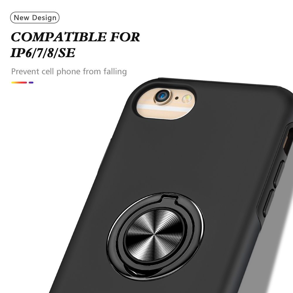 Newface iPhone 6 Kılıf Elit Yüzüklü Kapak - Siyah