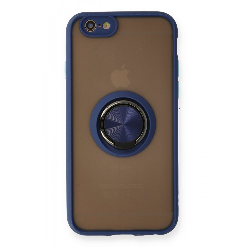 Newface iPhone 6 Kılıf Montreal Yüzüklü Silikon Kapak - Lacivert