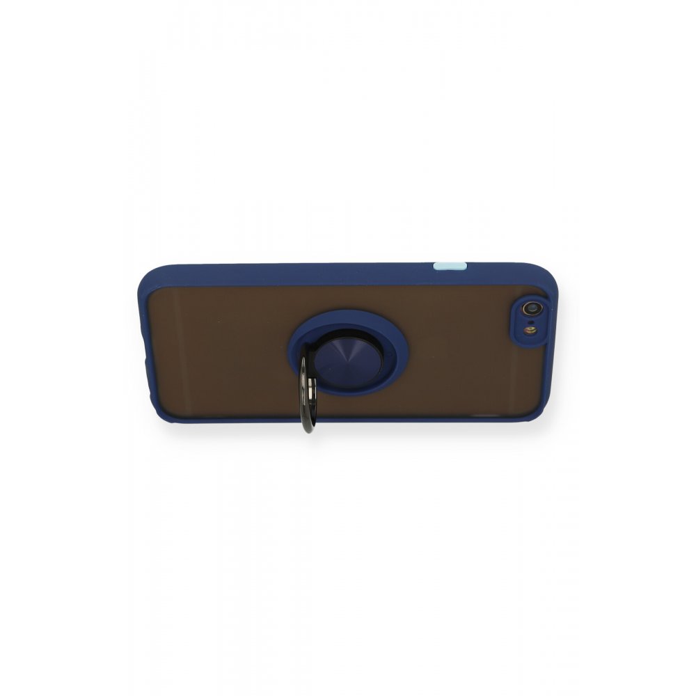 Newface iPhone 6 Kılıf Montreal Yüzüklü Silikon Kapak - Lacivert