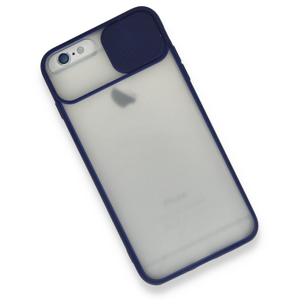 Newface iPhone 6 Kılıf Palm Buzlu Kamera Sürgülü Silikon - Lacivert