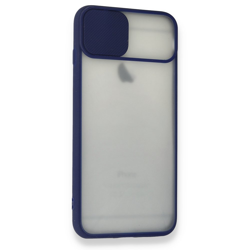 Newface iPhone 6 Kılıf Palm Buzlu Kamera Sürgülü Silikon - Lacivert