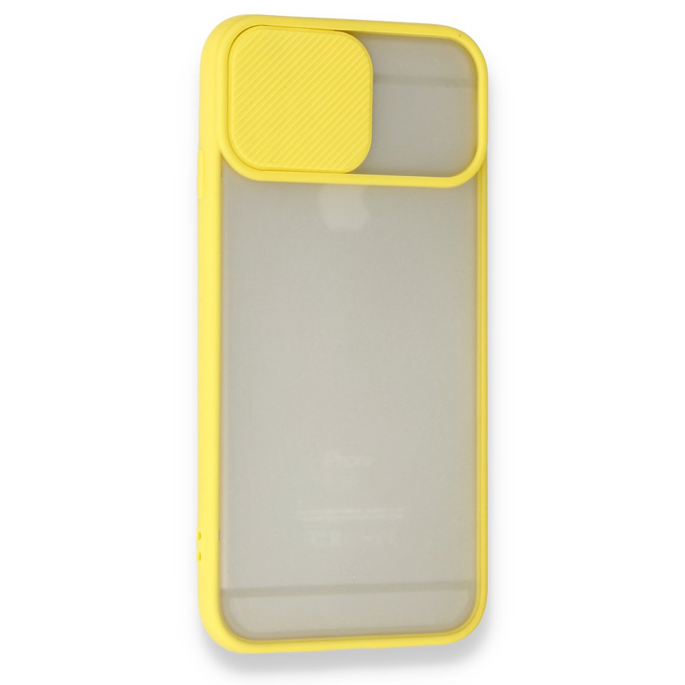 Newface iPhone 6 Kılıf Palm Buzlu Kamera Sürgülü Silikon - Sarı