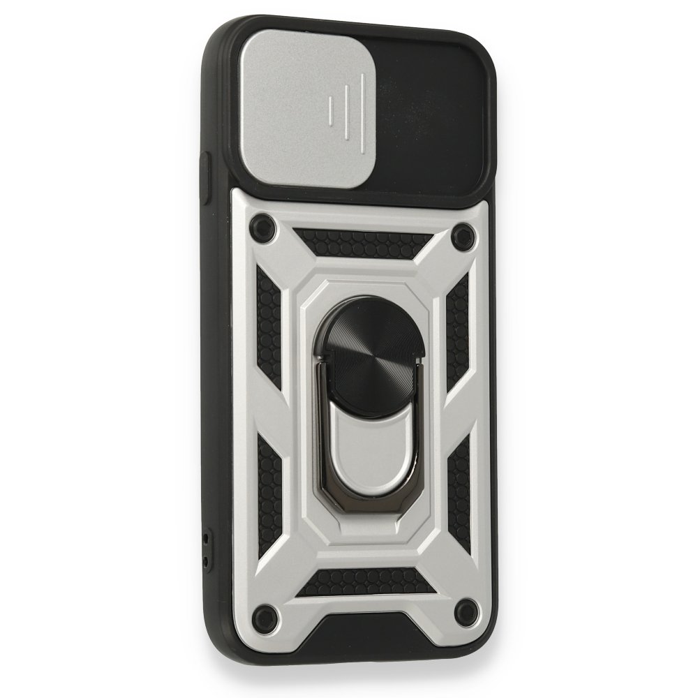 Newface iPhone 6 Kılıf Pars Lens Yüzüklü Silikon - Gümüş