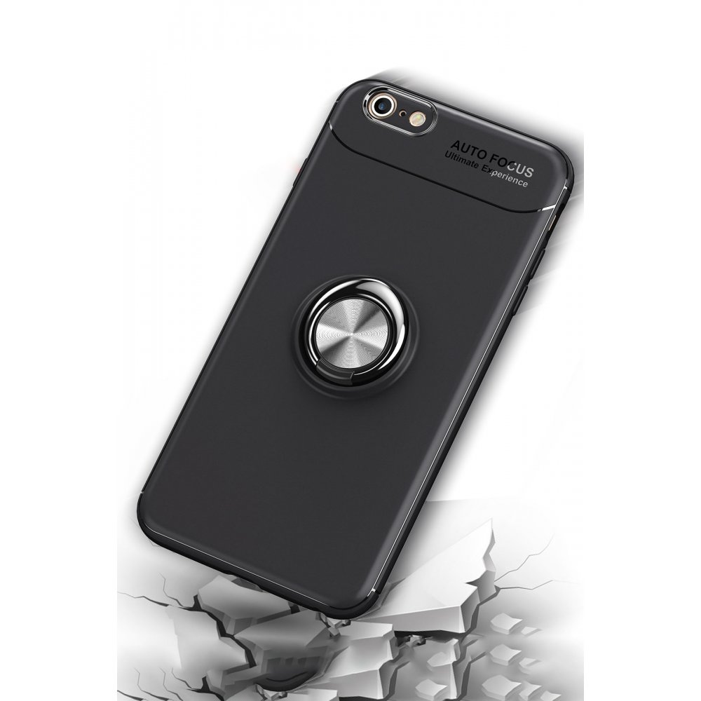 Newface iPhone 6 Kılıf Range Yüzüklü Silikon - Siyah