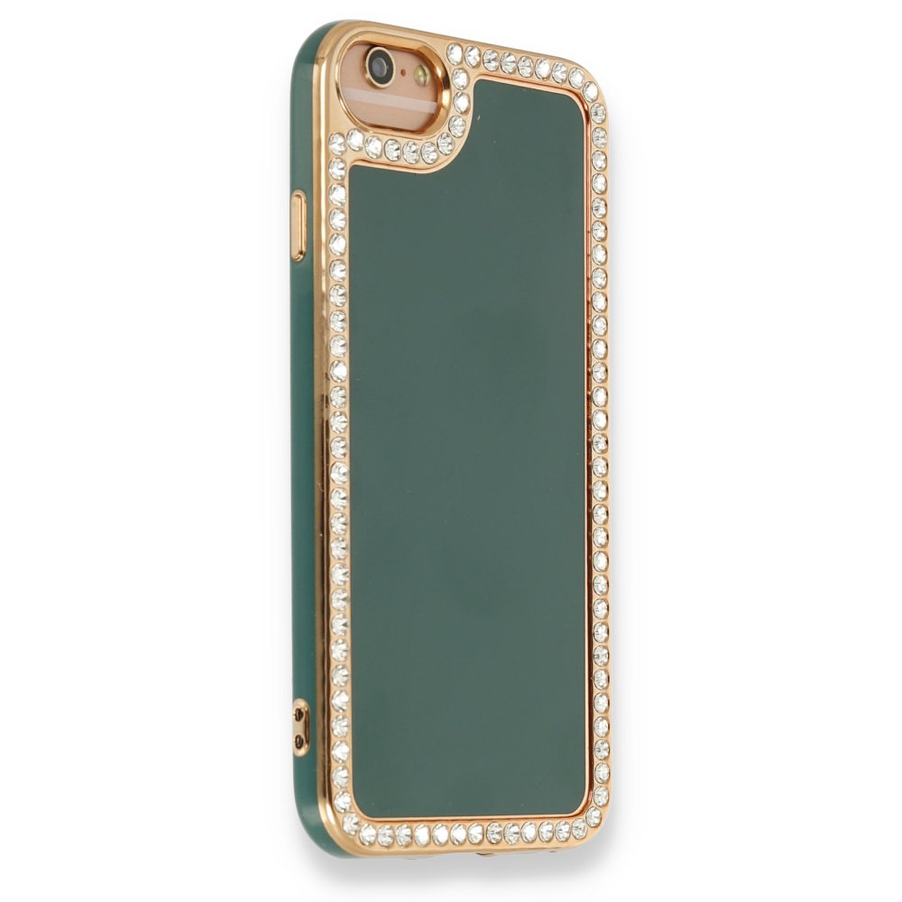 Newface iPhone 6 Kılıf Solo Taşlı Silikon - Koyu Yeşil