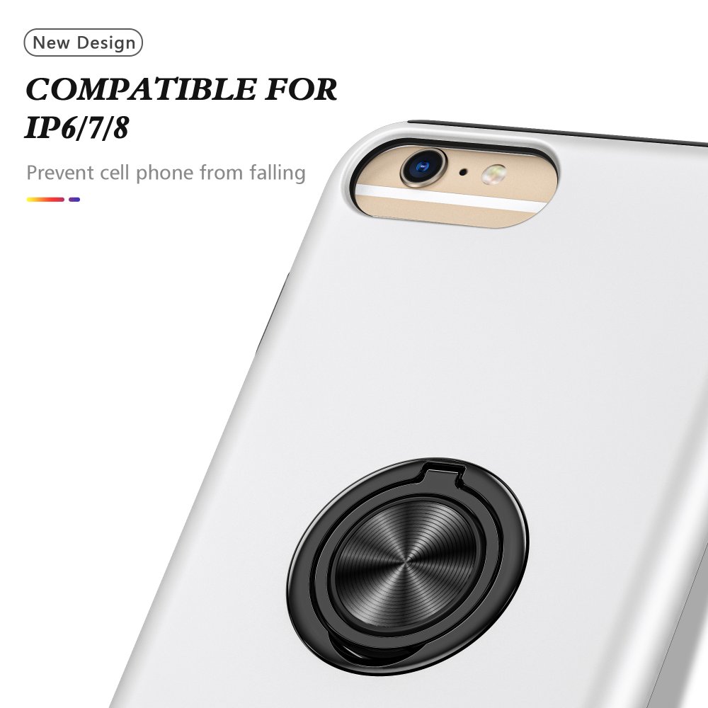 Newface iPhone 6 Plus Kılıf Elit Yüzüklü Kapak - Gümüş