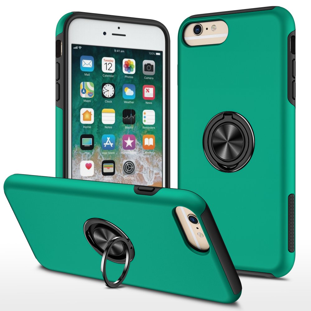 Newface iPhone 6 Plus Kılıf Elit Yüzüklü Kapak - Yeşil