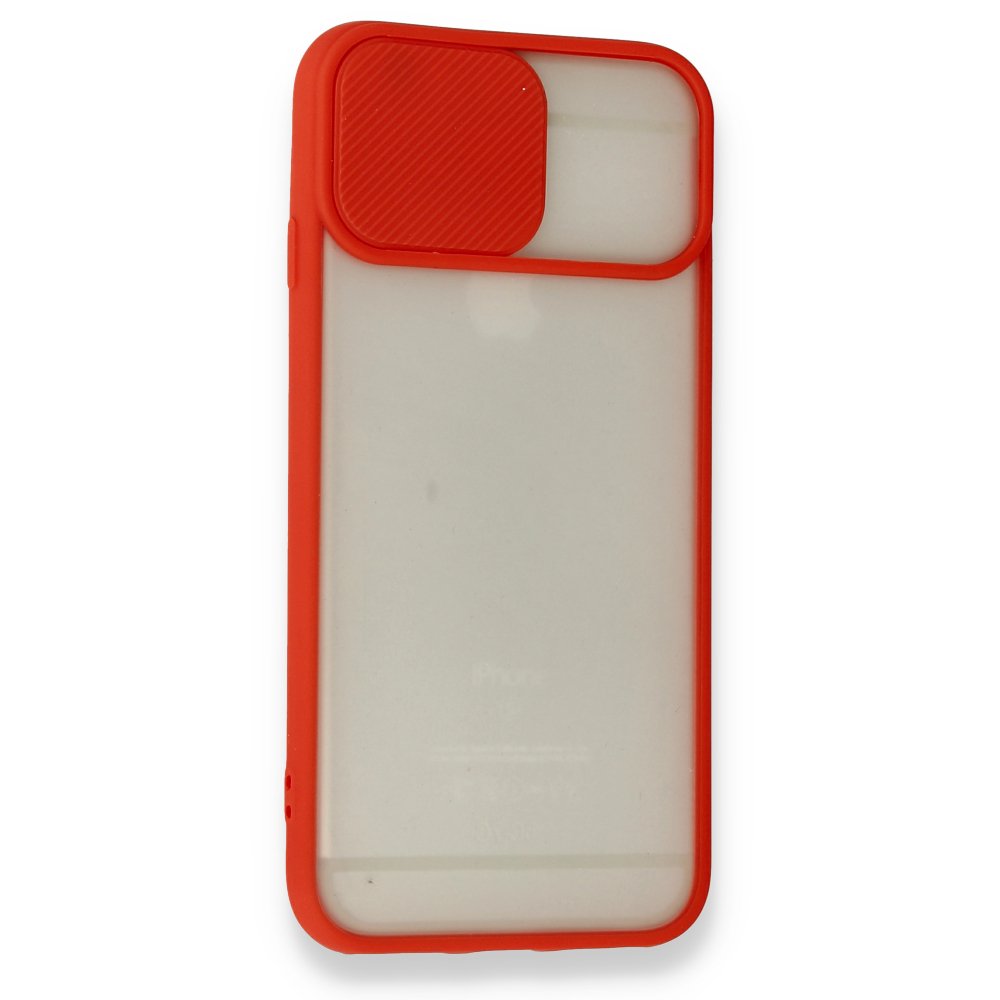 Newface iPhone 6 Plus Kılıf Palm Buzlu Kamera Sürgülü Silikon - Kırmızı