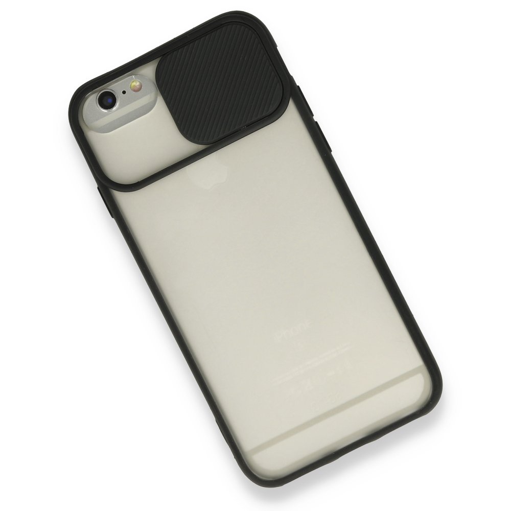 Newface iPhone 6 Plus Kılıf Palm Buzlu Kamera Sürgülü Silikon - Siyah