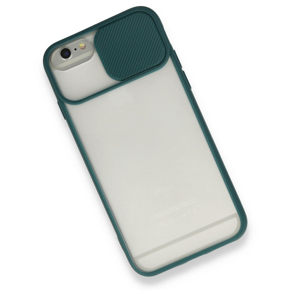 Newface iPhone 6 Plus Kılıf Palm Buzlu Kamera Sürgülü Silikon - Yeşil