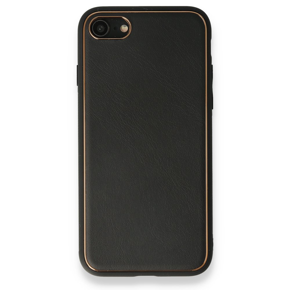 Newface iPhone 8 Kılıf Coco Deri Silikon Kapak - Siyah