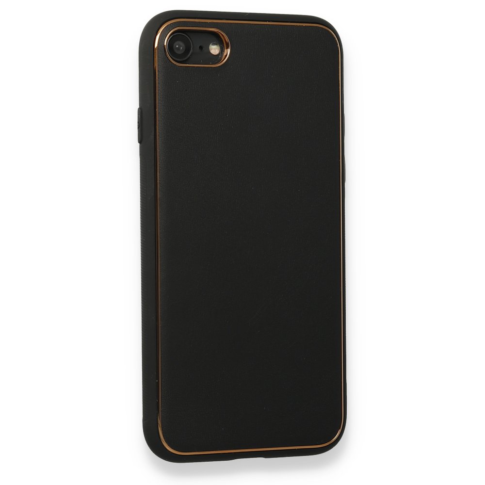 Newface iPhone 8 Kılıf Coco Deri Silikon Kapak - Siyah