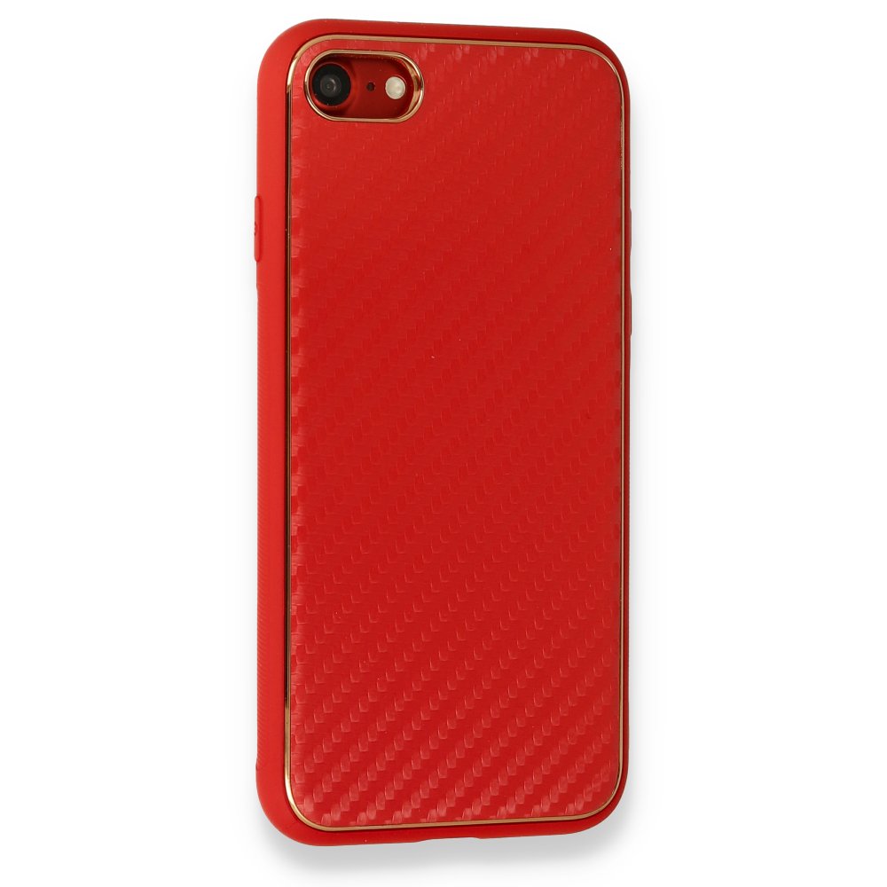 Newface iPhone 7 Kılıf Coco Karbon Silikon - Kırmızı